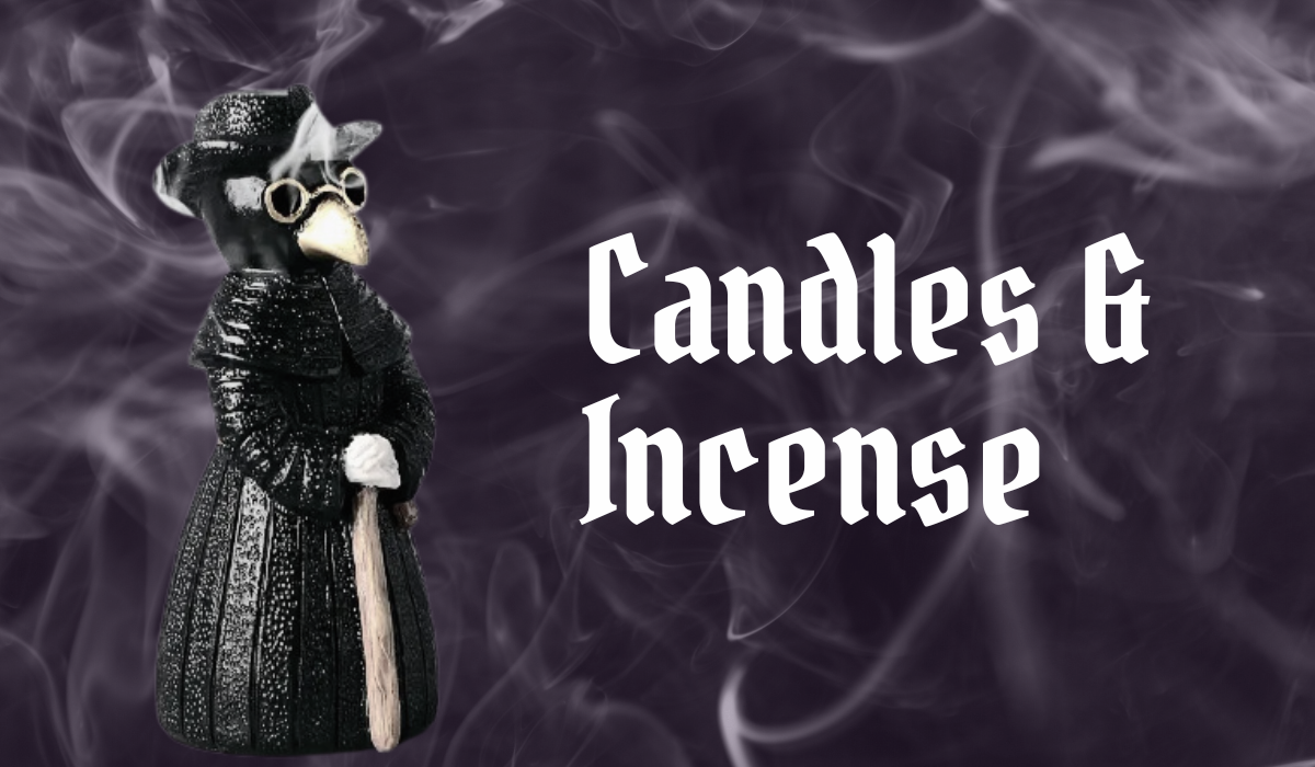 goth candles and incense, goth incense holders